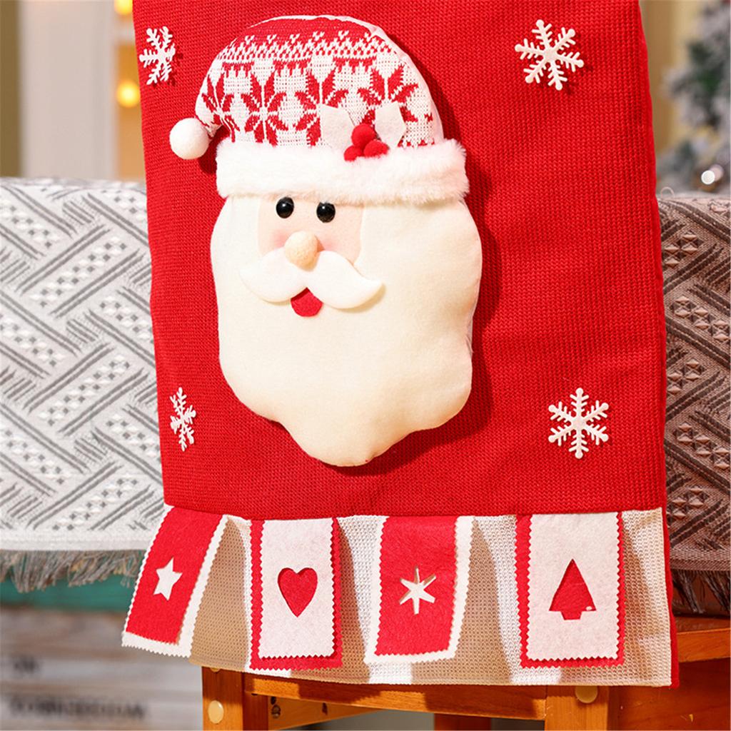 Chair Covers Dining Room Chair Back Cover Slipcover Santa Snowman Elk Pattern for Christmas Holiday Festival Decoration