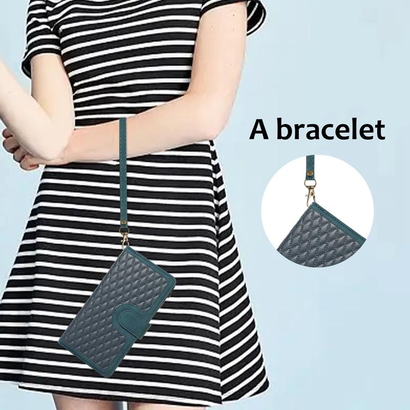 Многофункциональная сумка для телефона на двухслойной молнии с 9 слотами для карт для iPhone Samsung Xiaomi Google Роскошный чехол-кошелек из искусственной кожи с тиснением ромба