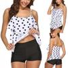 Женский комплект пляжной одежды с оборками и принтом в горошек, шорты и топ