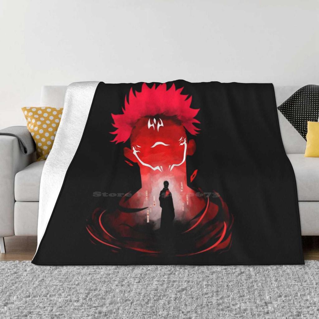 Imaginary Demon Trend Style Funny Fashion Soft Blanket Red Color Inspirational Anime And Manga Cursed Demon Itadori Sukuna