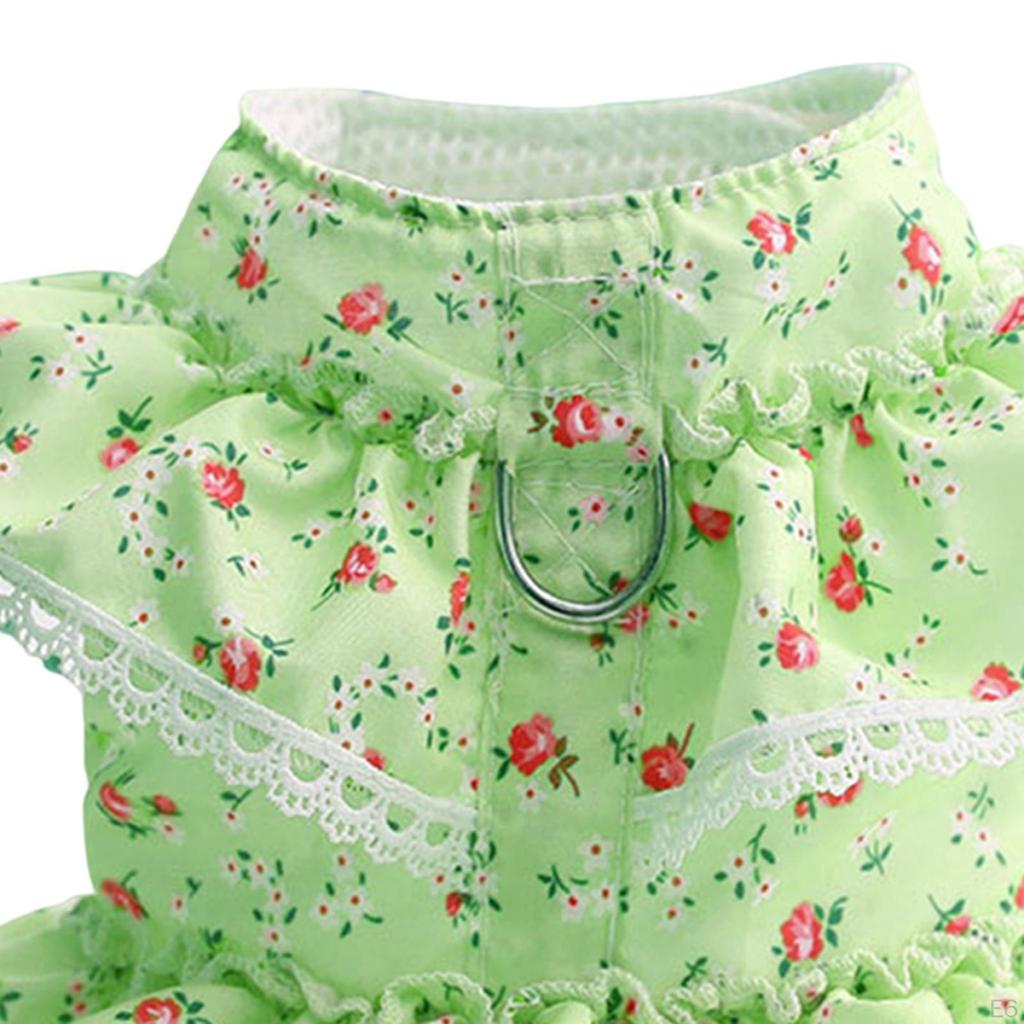 Платье-шлейка для собак с поводком для мелких домашних животных, цветочный дизайн, одежда для домашних животных