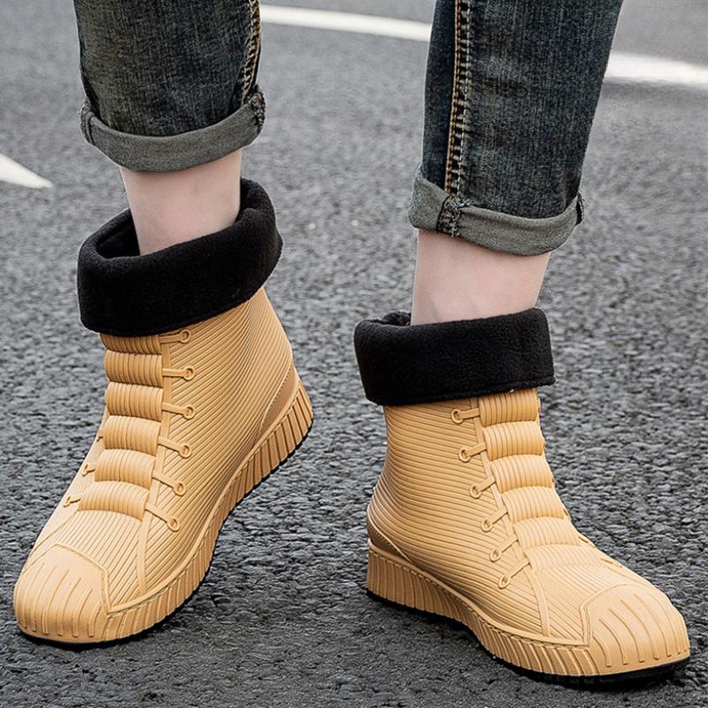 Модные мужские резиновые сапоги для дождя, мужские резиновые сапоги для дождя, непромокаемые рабочие ботинки длиной до середины голени, удобные нескользящие туфли для рыбалки Sapatos