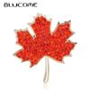 Vivid Plant Maple Leaf Shape Brooch Full Red Crystals Jewelry Pins Women Girls Gift Collar Scarf Hat Clothes Accessories