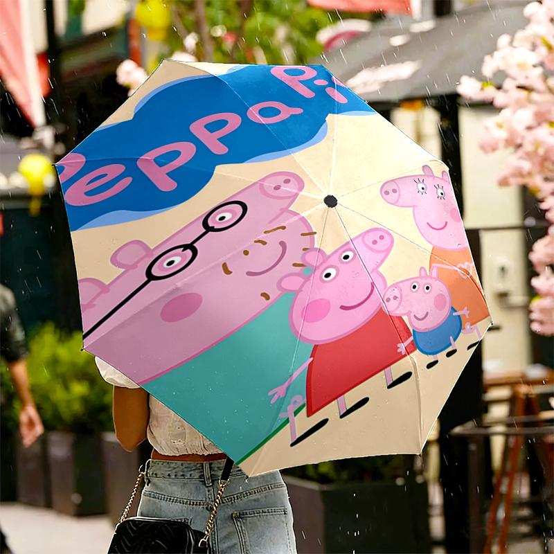 Pink Pig Print Umbrella Automatic Opening/ Closing - Portable Foldable Design - Daily use for Travel/Outdoor - Gift for Birthday