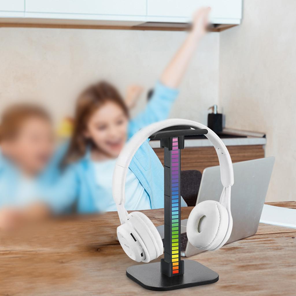 Headphone Stand RGB Light for Desk PC Gaming Headset Bottom Anti-slip with Type-C Ports