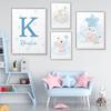 Nordic Custom Personalized Name Animal Elephant Wall Art Canvas Painting Posters Picture Kids Baby Nursery Boy Room Home Decor