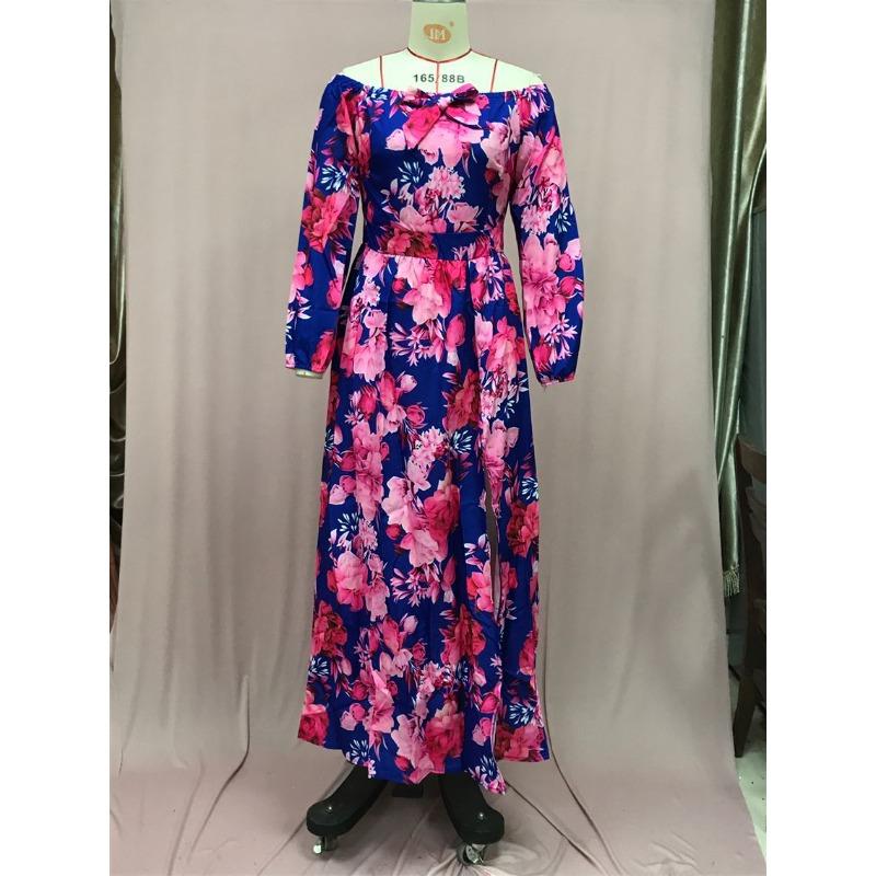 Women's Summer Holiday One Neck Swing Printed Dresses