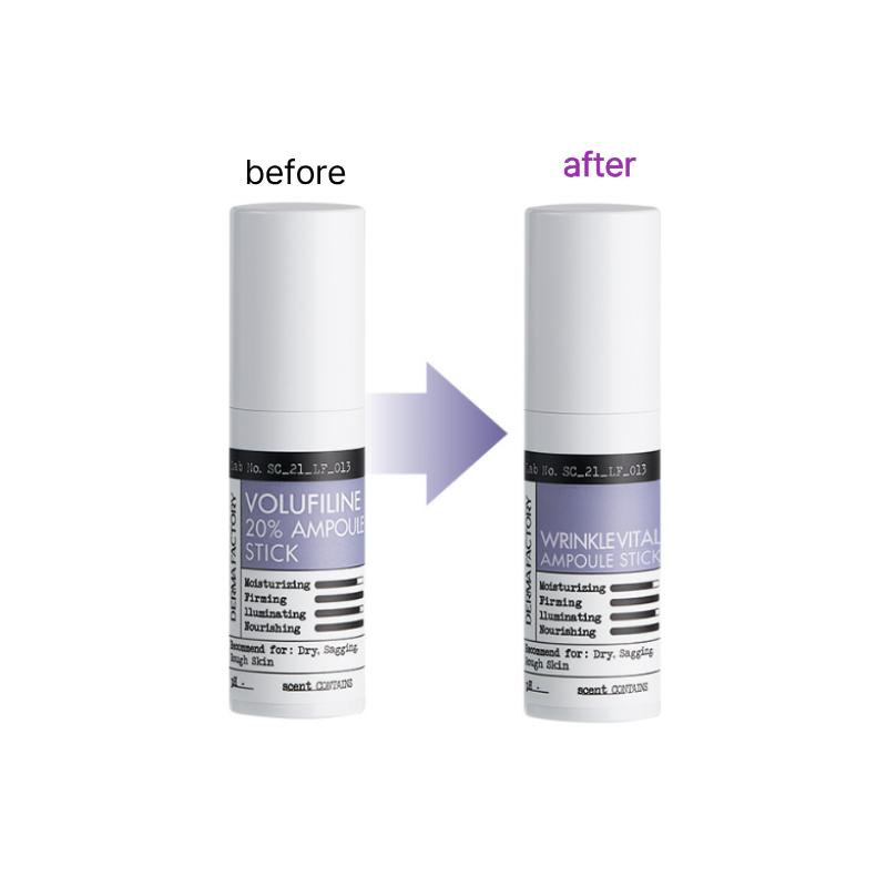 DERMA FACTORY Стик-бальзам Duo с ампулой для упругости и против морщин (10 г × 2 шт.) - Многомерное увлажнение
