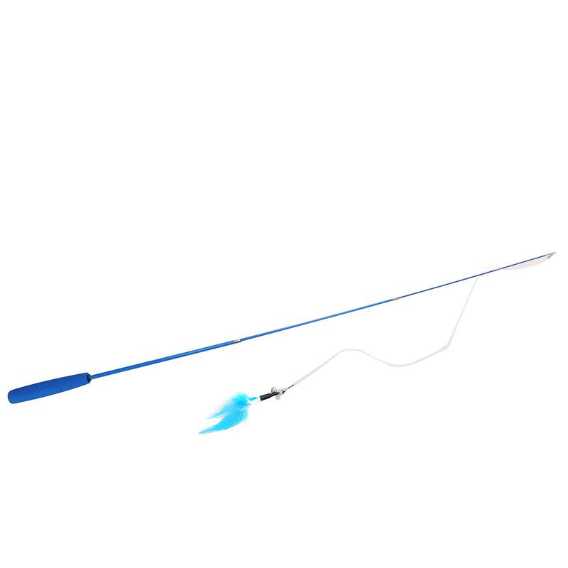 New Pet Cat Toy Super Long Three Section Telescopic Rod Cat Teaser Stick Feather Replacement Head Cat Teaser Supplies