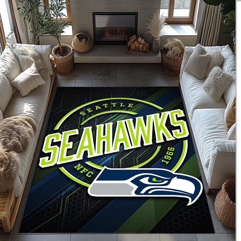 Seattle Seahawks Crystal Velvet Carpet Soft Anti?Slip Floor Mat Comfortable Home Living Room Bedroom Decor Rug