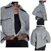Fall/Winter Chic Street Coat for Casual Women with Pocket Front Zipper Vintage Lapel Bomber Jacket with Long Sleeves