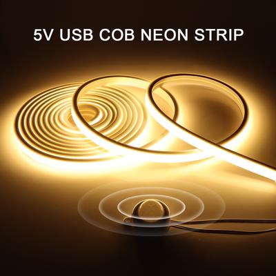Ультраяркая светодиодная лента COB 5 В с неоновым светом и датчиком движения PIR, 320 светодиодов/м для кухни, рождественская подсветка, украшение лампы