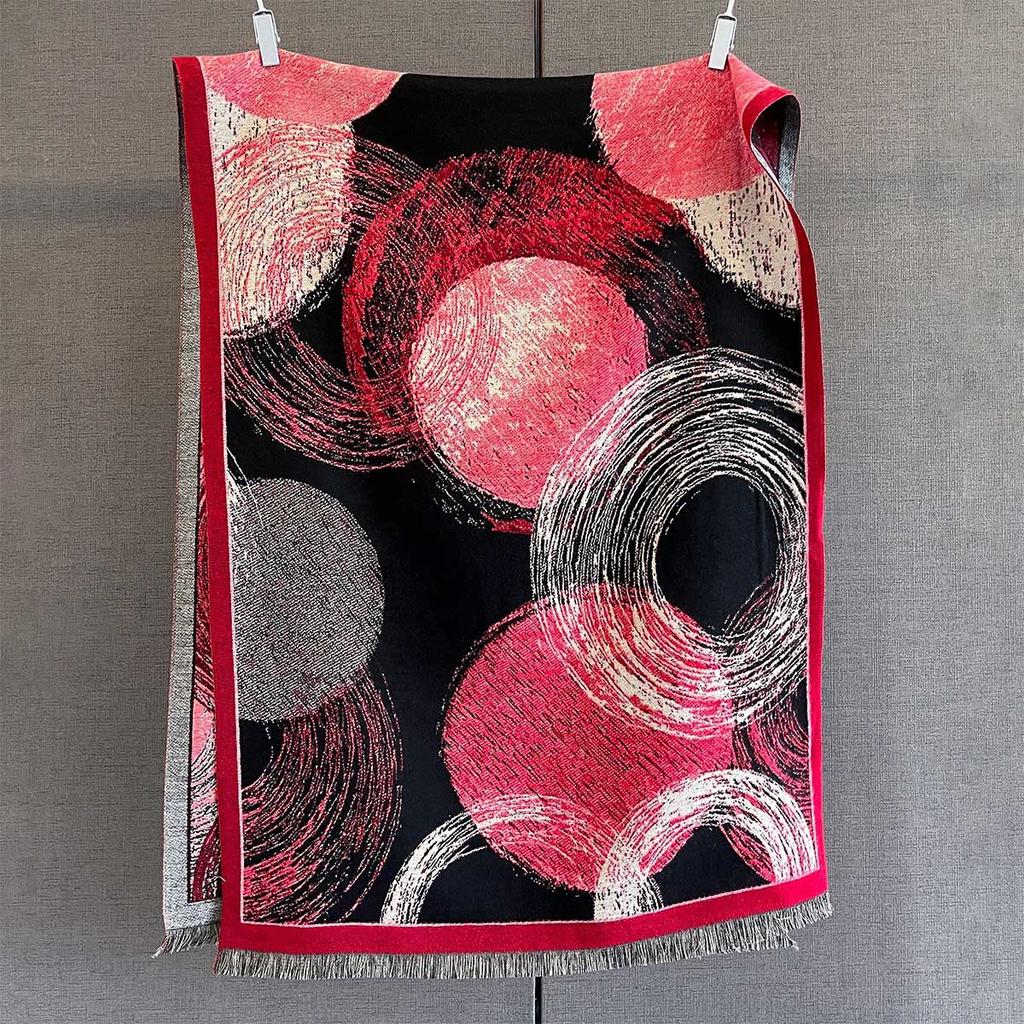 New 185*65cm Autumn/Winter Scarf Warm Tassel Shawl Women's Floral Imitation Cashmere Thick Warps Coldproof Windproof Blanket