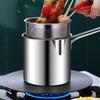 1 Set Fryer Multifunctional Mini Pot Good Heat Conductivity Stainless Steel Oil-saving Home Fryer Cooking Utensils