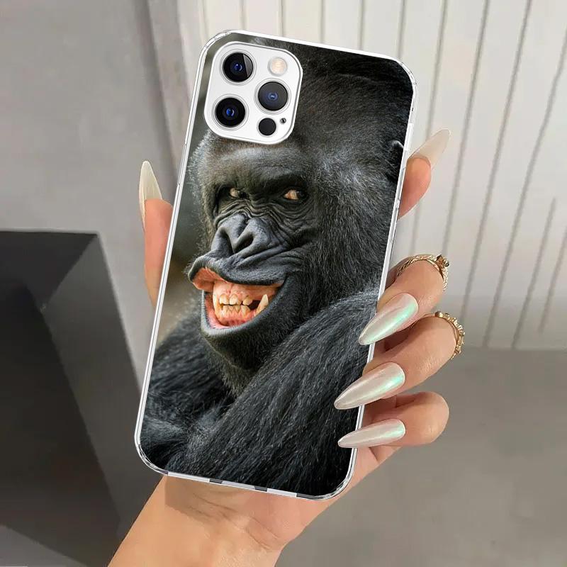Чехол для телефона с мемами про обезьян для iPhone 17 Air 16 15 Plus 14 13 Mini 12 11 Pro Max 16E 7 8 SE 2020 Мягкий чехол с принтом