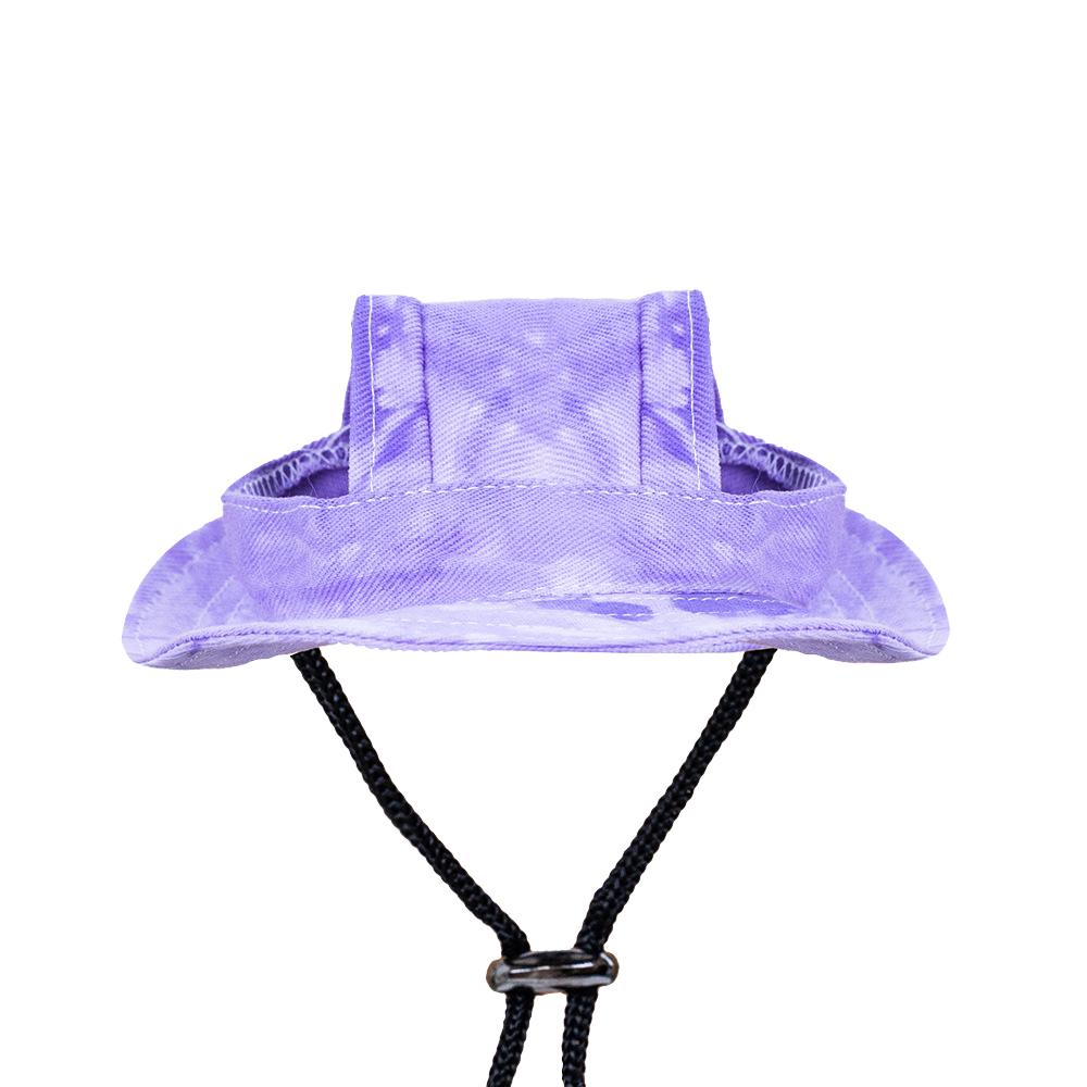 Fashion Polyester Print Tie-dye Adjustable Pet Bucket Hat with Ear Holes for Dogs Cats Summer Outdoor Use