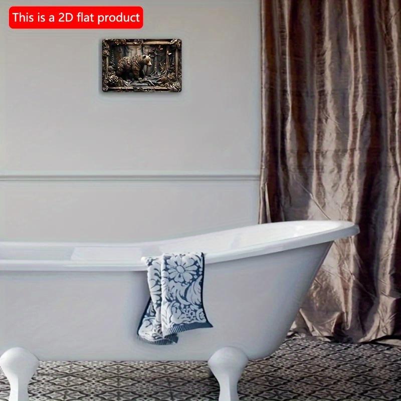 2D Flat Wooden Sign 30*20cm Rustic Bear Scene Wooden Wall Art, Vintage Wooden Decorative Sign for Home & Garden Decor, Farmhouse Wall, Animal-Themed