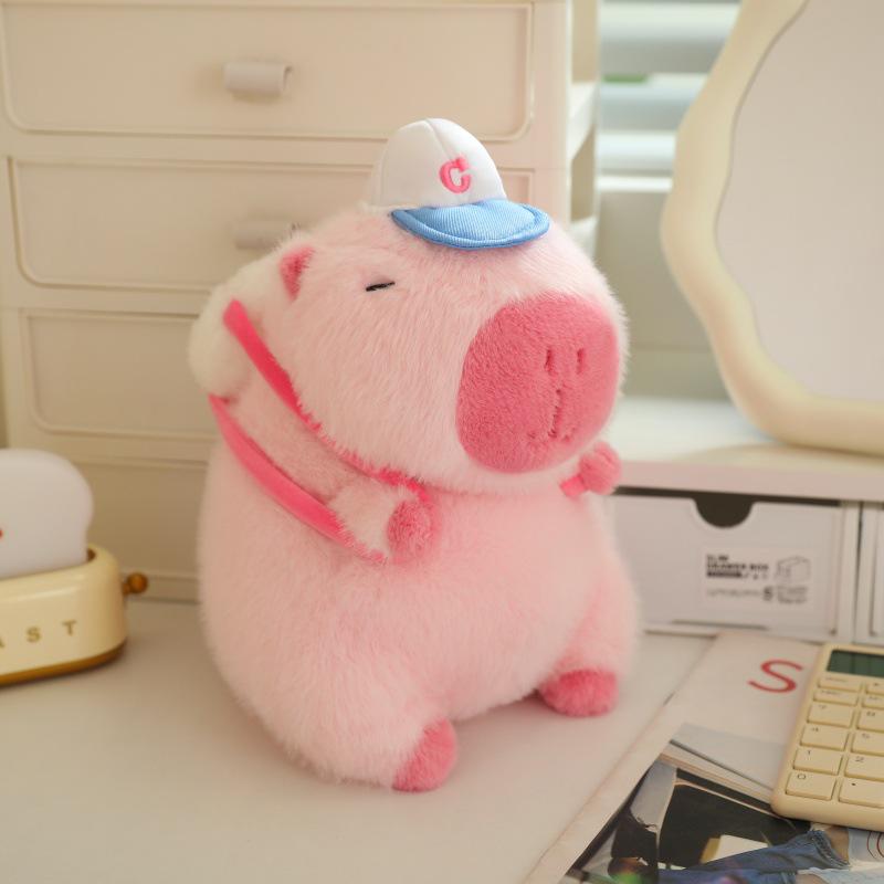 Плюшевая игрушка Капибара Сопливый Мишка: Милый брелок для бейсболки с браслетом на кнопке