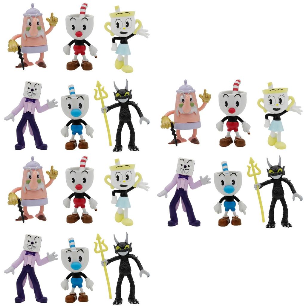 Красочная кукла Cuphead 3,6-4 дюйма Игровая периферия Ручная работа Украшения для торта 6 шт./набор