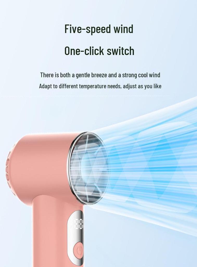 Rechargeable High-Speed Portable USB Handheld Fan with Long Battery and Digital Display for Outdoor Use