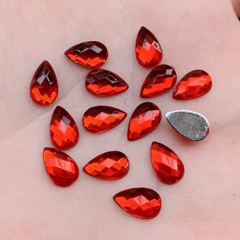 80 шт. 6*10 мм стразы с плоской задней частью, акриловые драгоценные камни, хрустальные камни, не швейные бусины для одежды своими руками-HB00