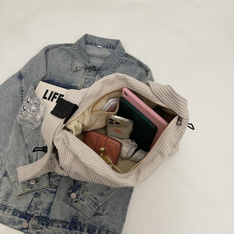 Новая Мода Вельветовая Женская Сумка Большой Вместимости на Плечо Кроссбоди Винтажная Однотонная Сумка-пельмень Хобо для Путешествий и на Каждый День AVE