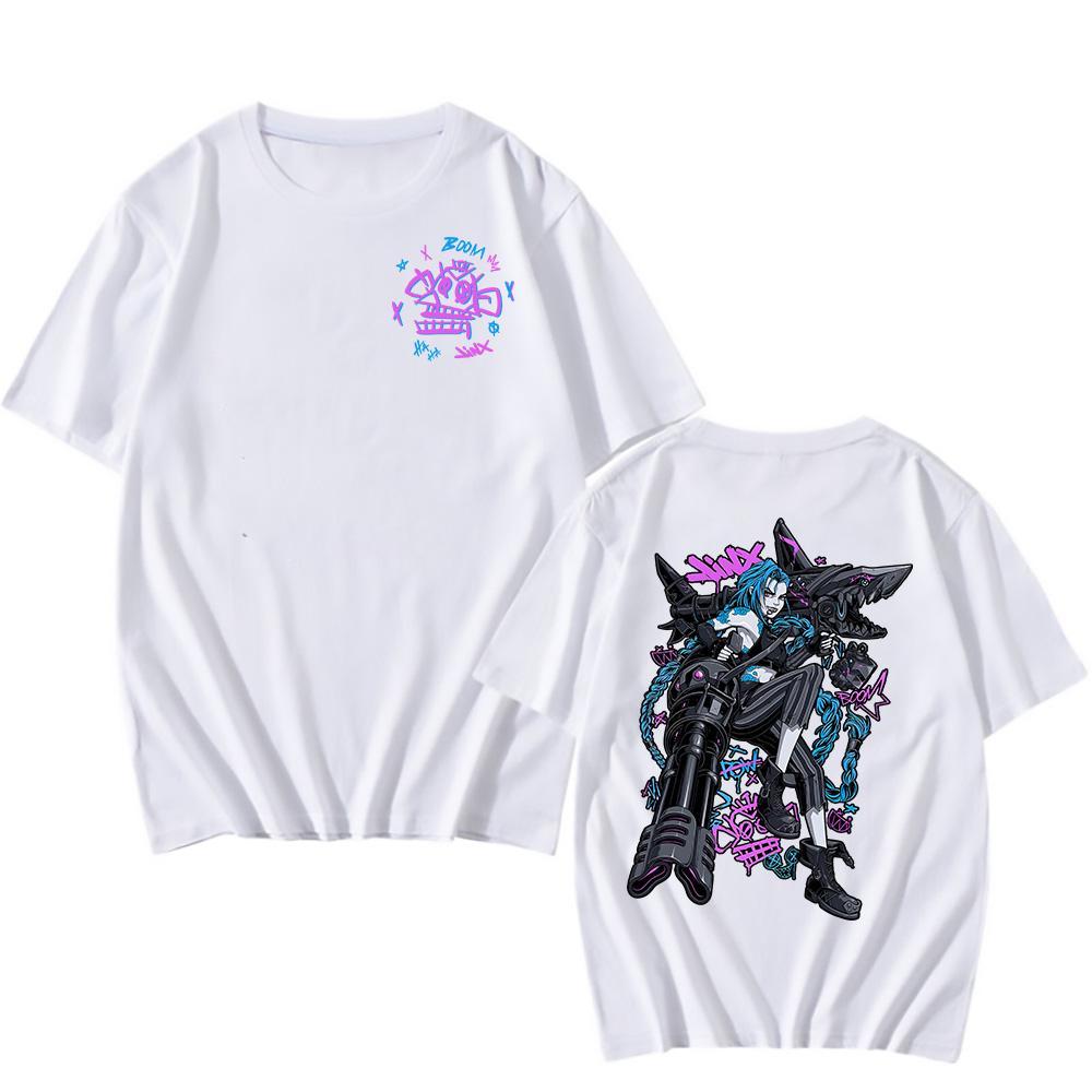 Футболка Boom Monkey Jinx Arcane Горячая Игра Телесериал Принт Футболки Хлопок Высокое Качество Круглый вырез Футболка Короткий рукав Унисекс Футболка