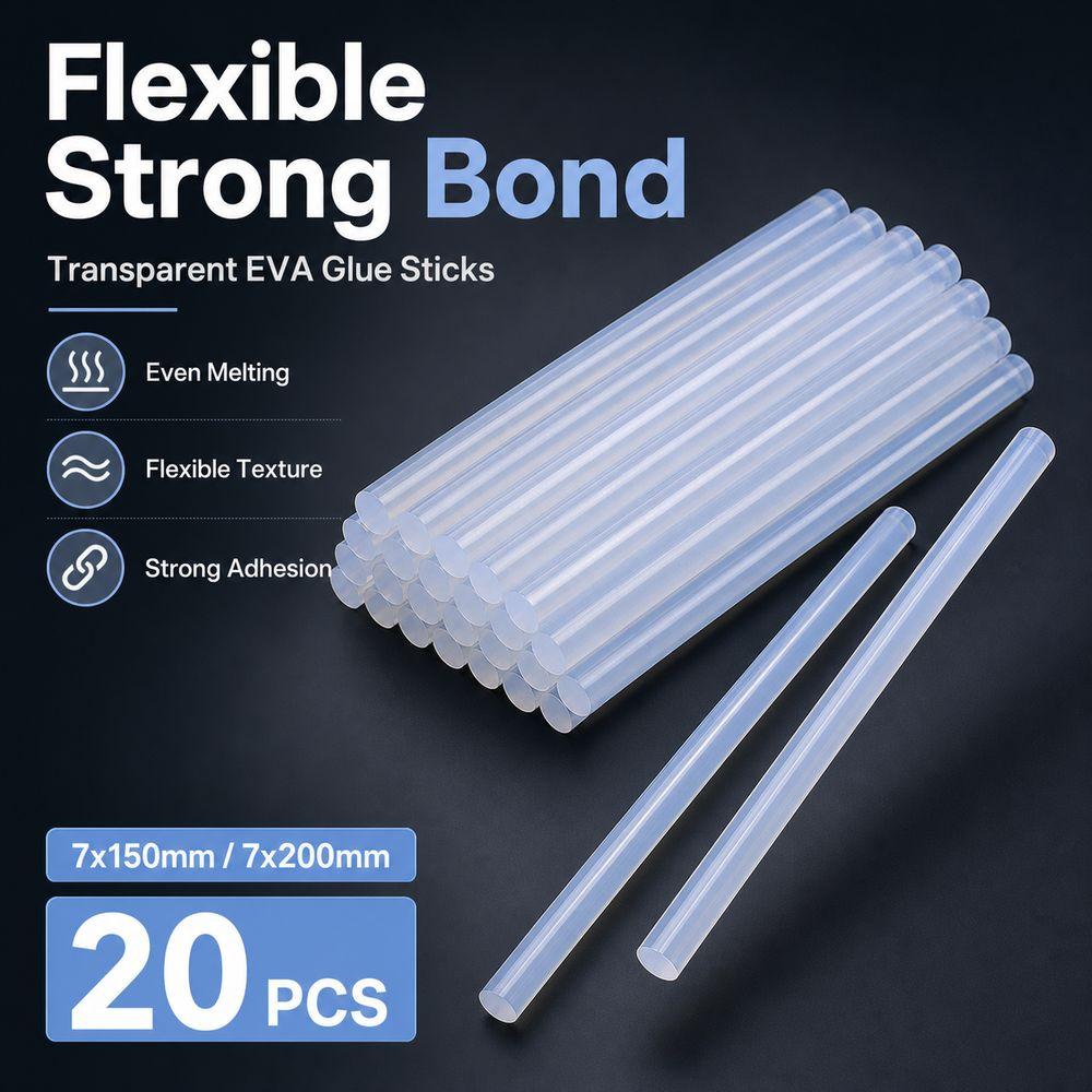 20Pcs Strong Adhesion EVA Glue Sticks EVA Adhesive Glue Rods Hot Melt Glue Sticks Home Repair