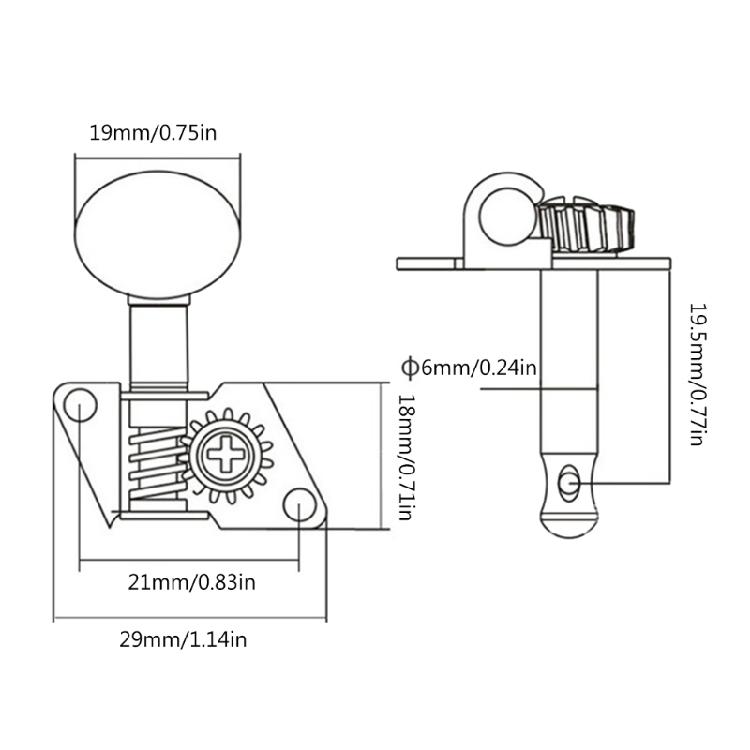 Ukulele 2L2R Tuning Peg Machine Head Button Open Gear Tuners Ukulele DIY Parts