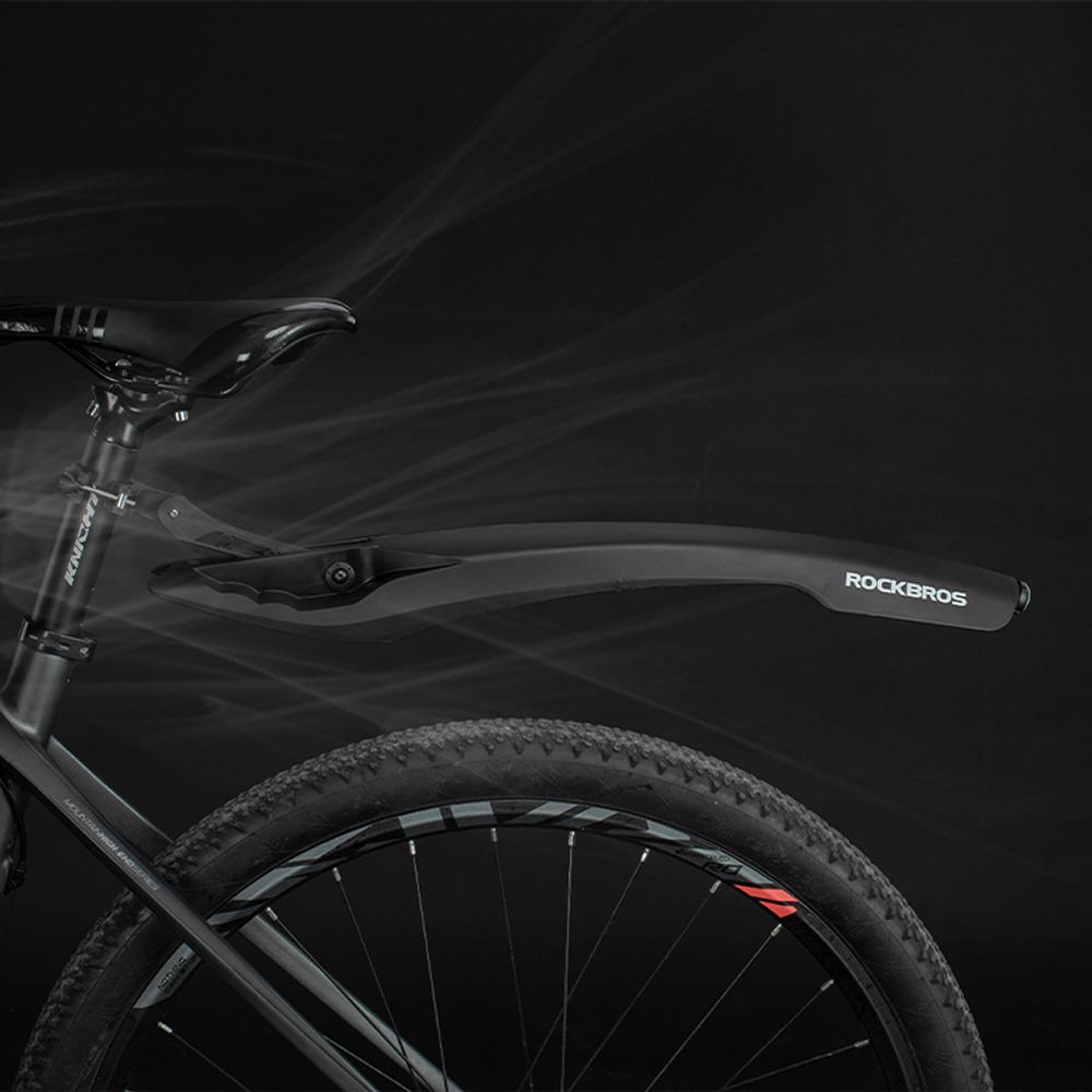 Rear Bicycle Fender with Red LED Light - Black