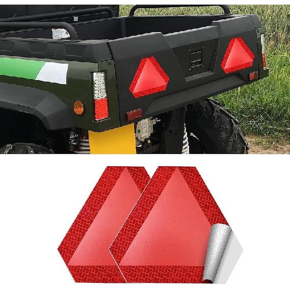 Slow Moving Vehicle Sign 2 Pack,7"X8" Diamond Grade Reflective Sticker,Car Safety Sticker And Decal,SMV Sign For Golf Cart(Red,2Pack)