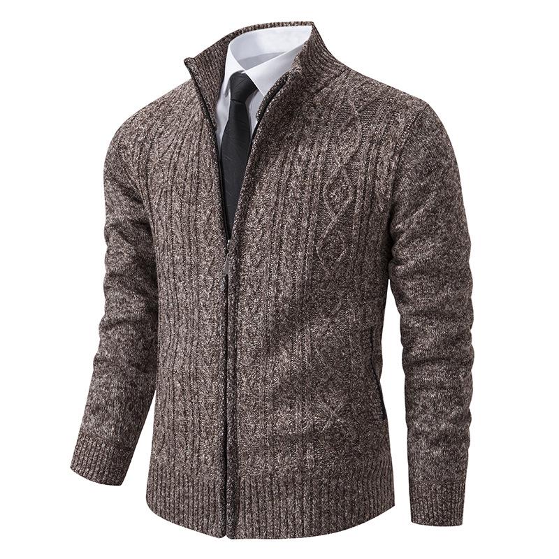 Men's Trendy Knitted Stand-Up Collar Sweater Cardigan - Autumn/Winter Warmth