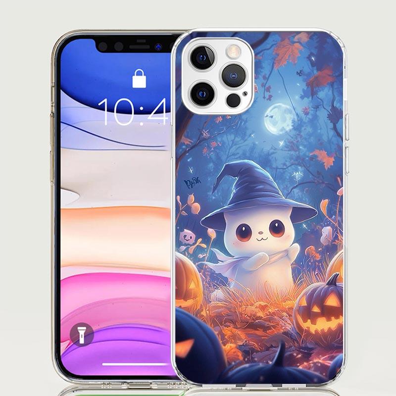 Милый чехол для телефона с привидением на Хэллоуин для iPhone 17 Air 16 15 Plus 11 14 Pro Max 13 Mini 12 7 8 + SE Художественный узор Индивидуальная крышка 17 A