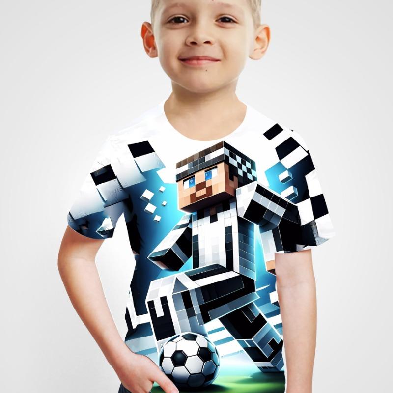 Детская одежда Футболка для мальчиков с коротким рукавом Детская футболка с креативным принтом Забавная детская летняя одежда Одежда для девочек Топы с круглым вырезом