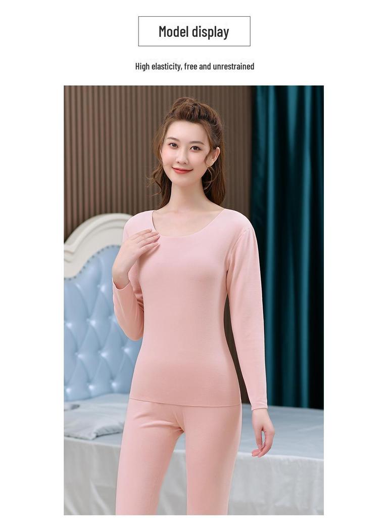 Cozy Seamless Velvet Women's Thermal Underwear Set - Autumn/Winter.