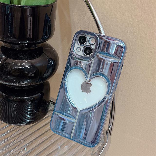 Роскошный чехол для телефона с покрытием Love Heart для iPhone 14 Plus 15 12 11 13 Pro Max, прозрачный полый чехол для дисплея, противоударная мягкая задняя крышка