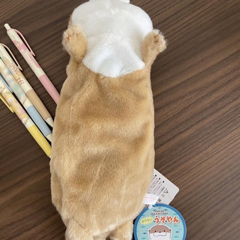 Милый Плюшевый Пенал-Выдра, Мультяшная Кукла-Животное, Сумка для Ручек, Хранение Канцелярских Принадлежностей, Школьные Принадлежности, Плюшевые Пеналы