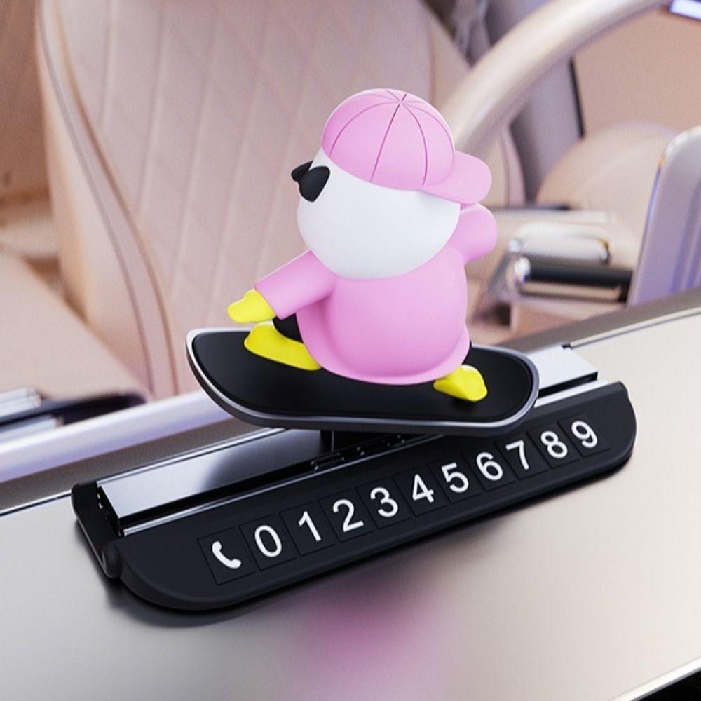 Cartoon Animal Mobile Phone Number Plate Sliding Skateboard Bear Car Parking Card Plate  Automobile