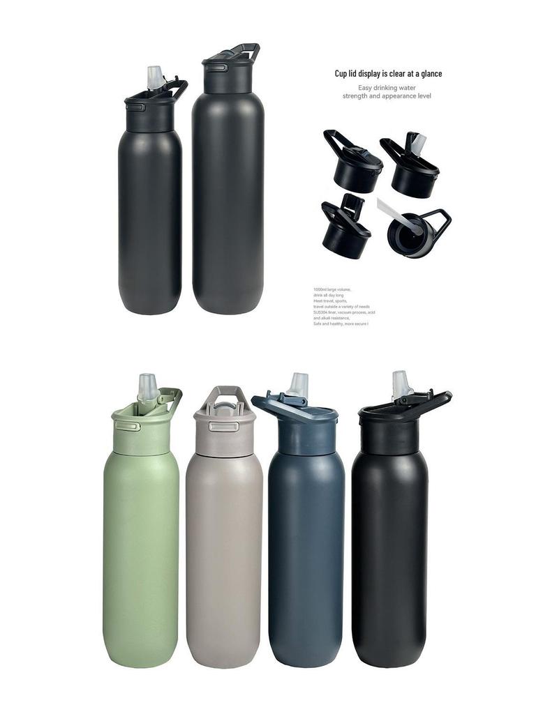 Portable Stainless Steel Vacuum Insulated Sports Water Bottle with Straw