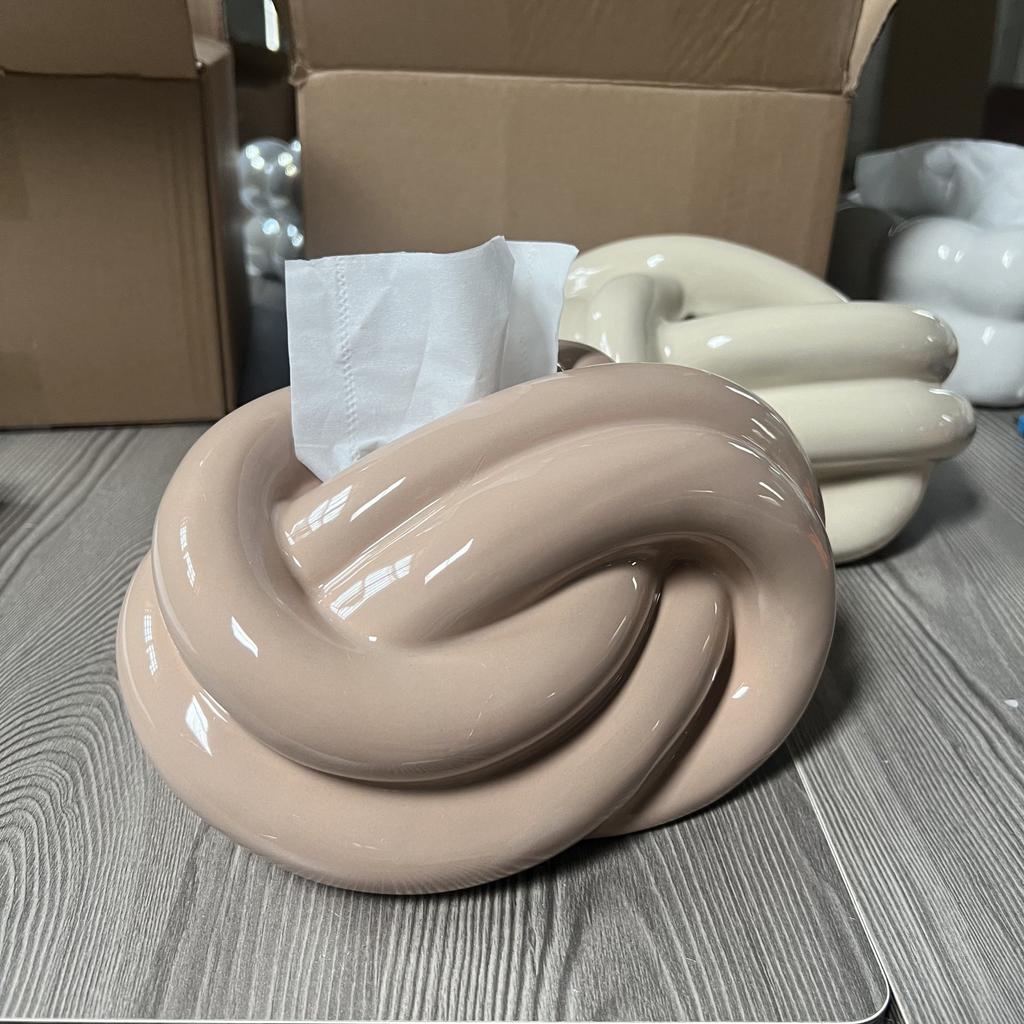 Креативный керамический держатель для салфеток с узлом для гостиной, спальни, стола, домашнего декора