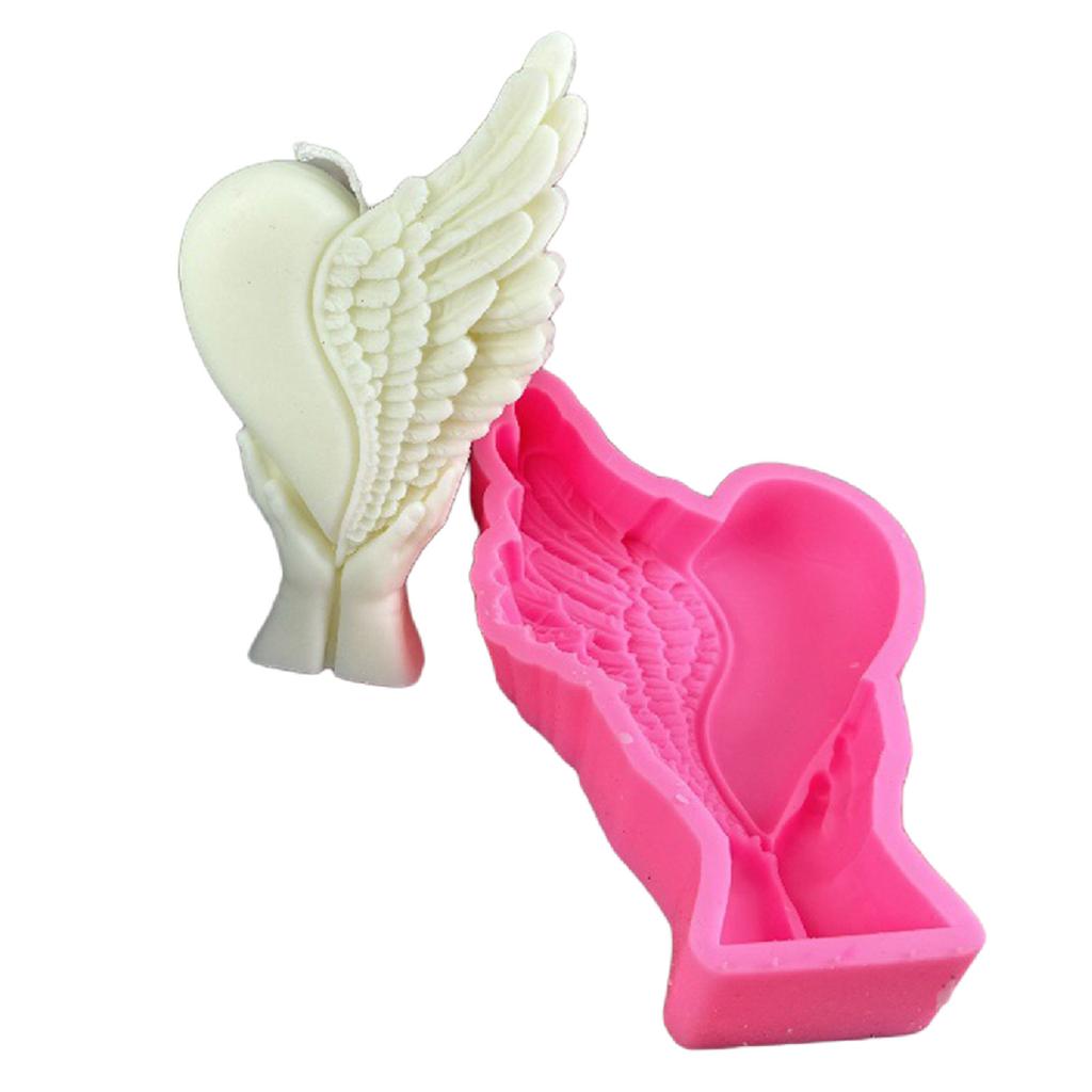 Hands Holding Heart Wing Silicone Mould Candle Molds Love Heart Casting Molds Handmade Resin Molds DIY Baking Molds