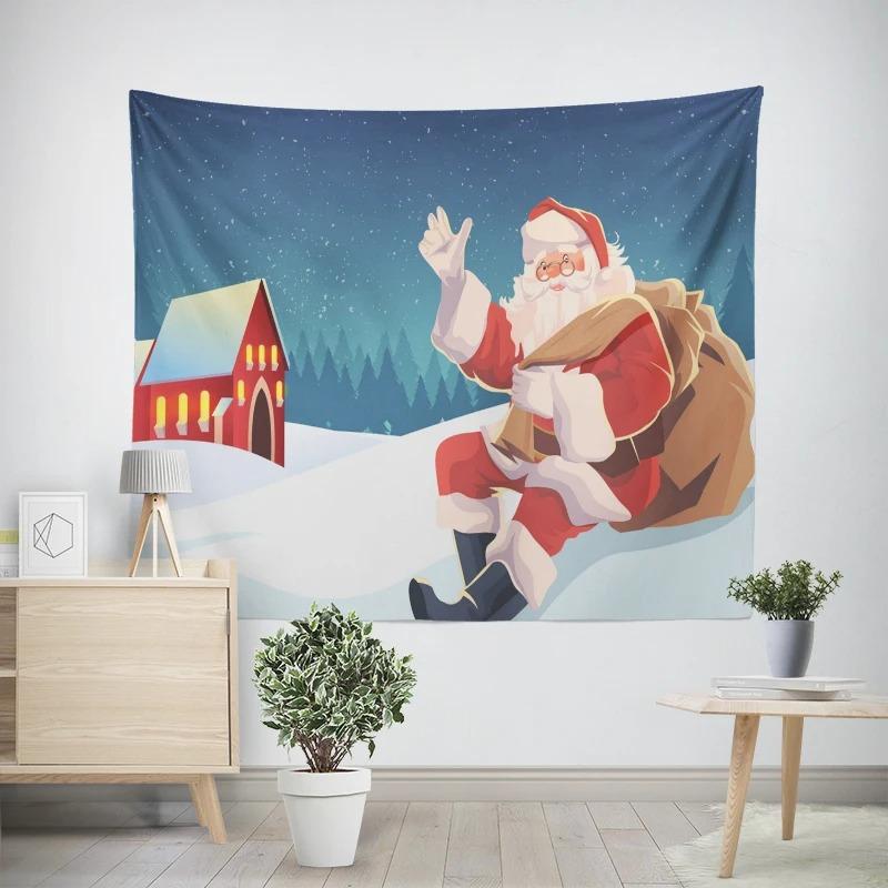 Новогодняя Рождественская Ночь Санта-Клаус Узор Гостиная Спальня Декоративный Гобелен