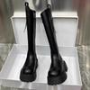 Платформа Женские Высокие Сапоги Плоская Подошва Сапоги до Колена Зимняя Мода Мотоциклетные Сапоги Новый Тренд Гладиаторские Для Ходьбы Mujer De Botas