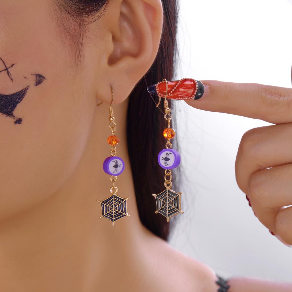 Funny Cute Acrylic Pumpkin Crystal Earrings for Women Girls Gothic Polymer Clay Ghost Drop Earring Halloween Theme Party Jewelry
