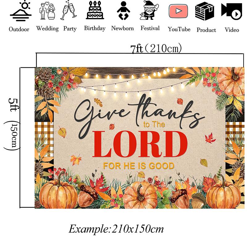 Mocsicka Give Thanks To The Lord Photography Backdrops Christian Thanksgiving Pumpkin Backgrounds Cloth Fall Church Party Banner