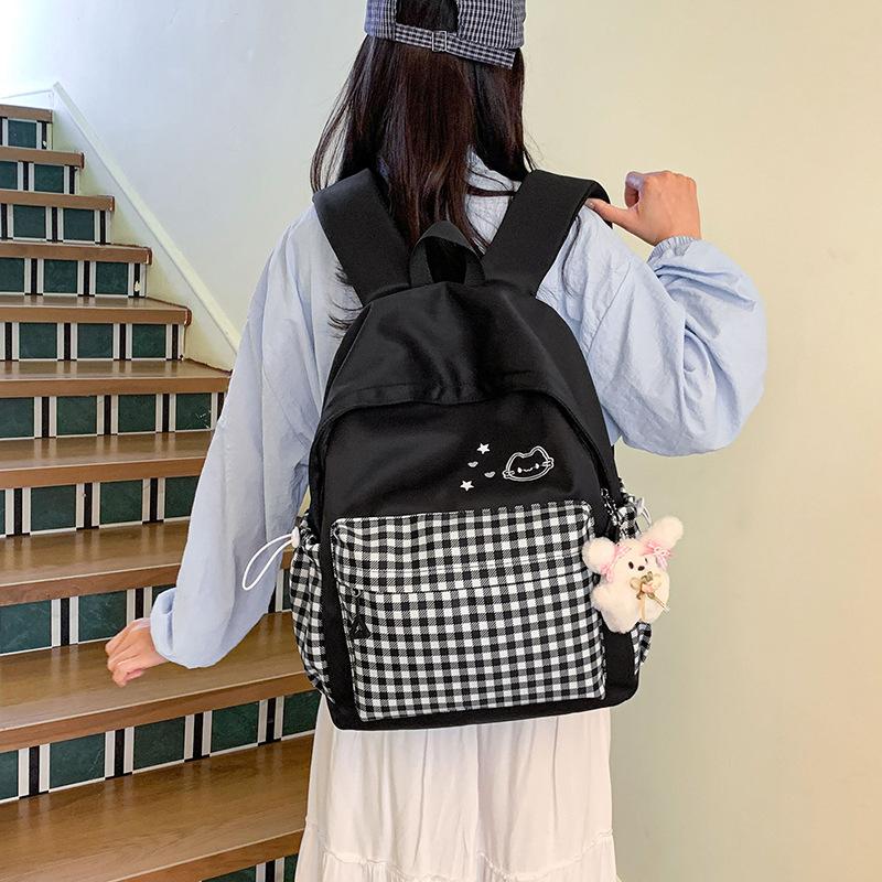 Schoolbag Cute College School Bag Japanese ins Plaid Girl Small Fresh Junior High School Backpack