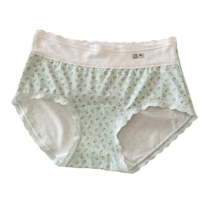 Cute Lolita Antibacterial Mid-Waist Polka Dot Triangle Briefs