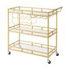 Bar Cart, 3 Tiers Home Kitchen Serving Carts, Modern Rolling Utility Station on Wheels, Drink Beverage Trolley with Tempered Glass Shelves, Wine Rack,