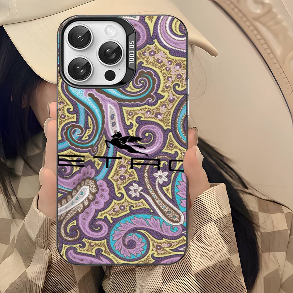 Модный и роскошный чехол E-Etro для IPhone 17 16 15 14 11 12 13 Pro Max Plus Pro Цветной Серебристый Чехол