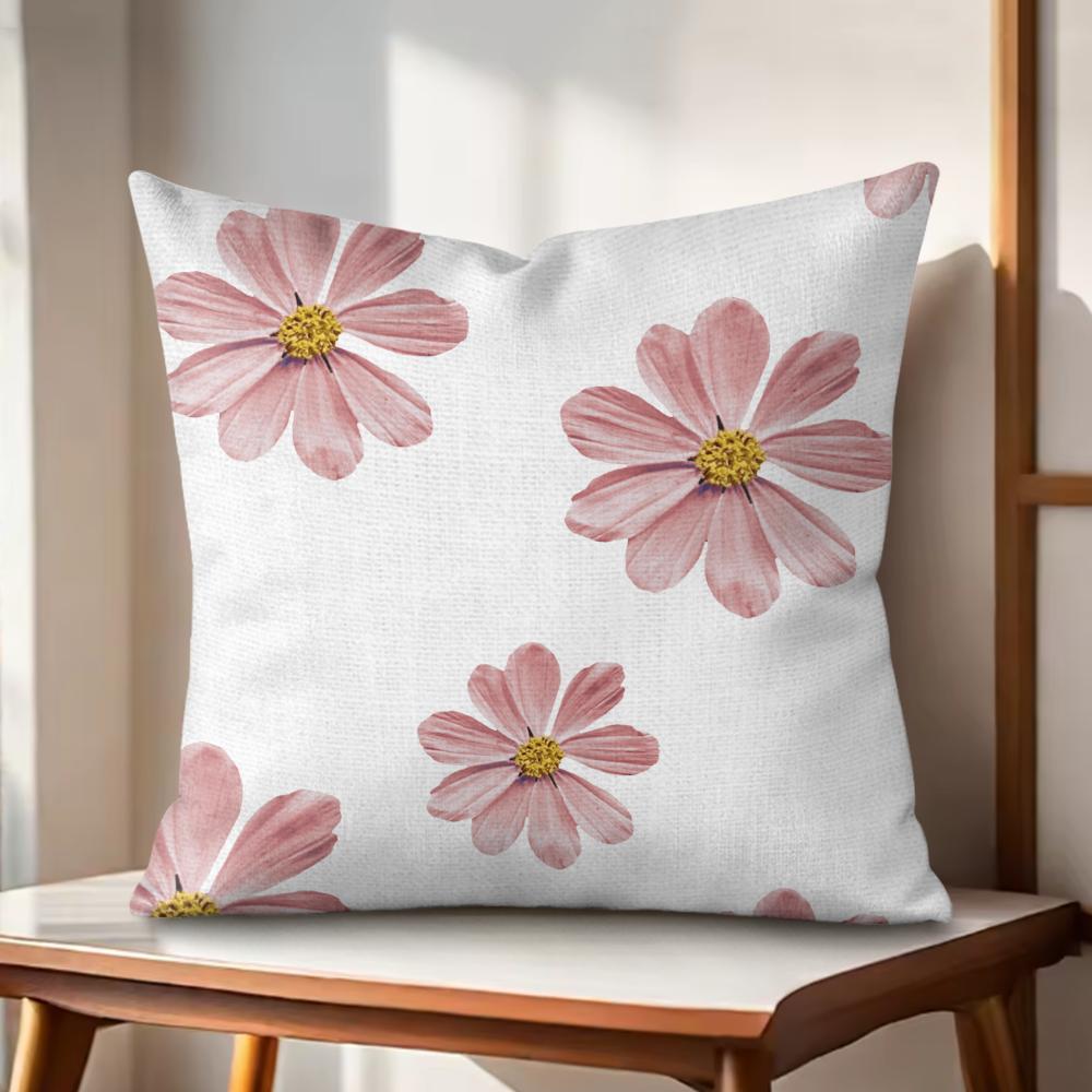 Simple petal pattern Cushion Cover Natural Linen Organic Fabric Double-Sided Printing Couch Pillow Covers Home Decor